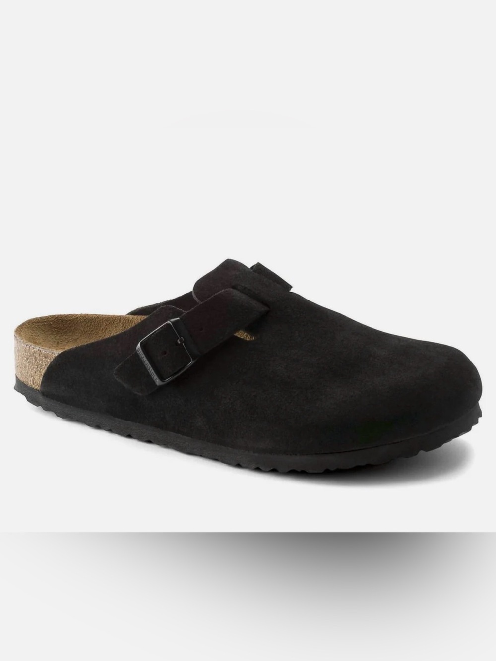 Birkenstock Black Suede Slip-On Clog with Buckle